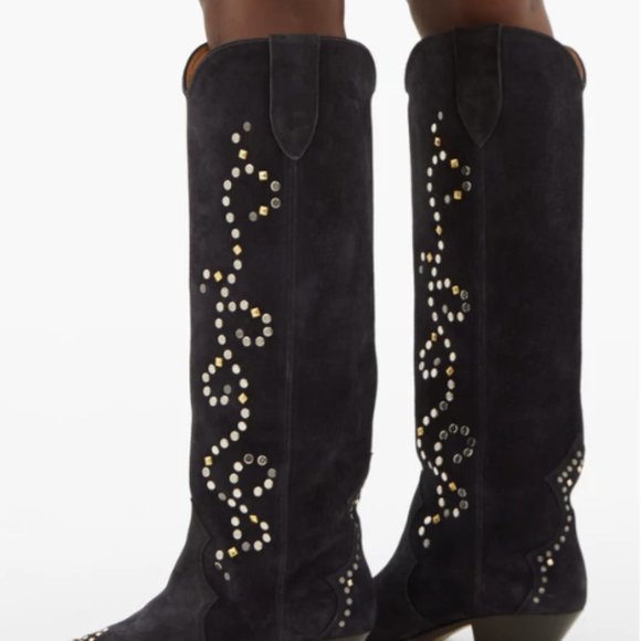 ISABEL MARANT Studded suede knee-high boots - Picture 2 of 12